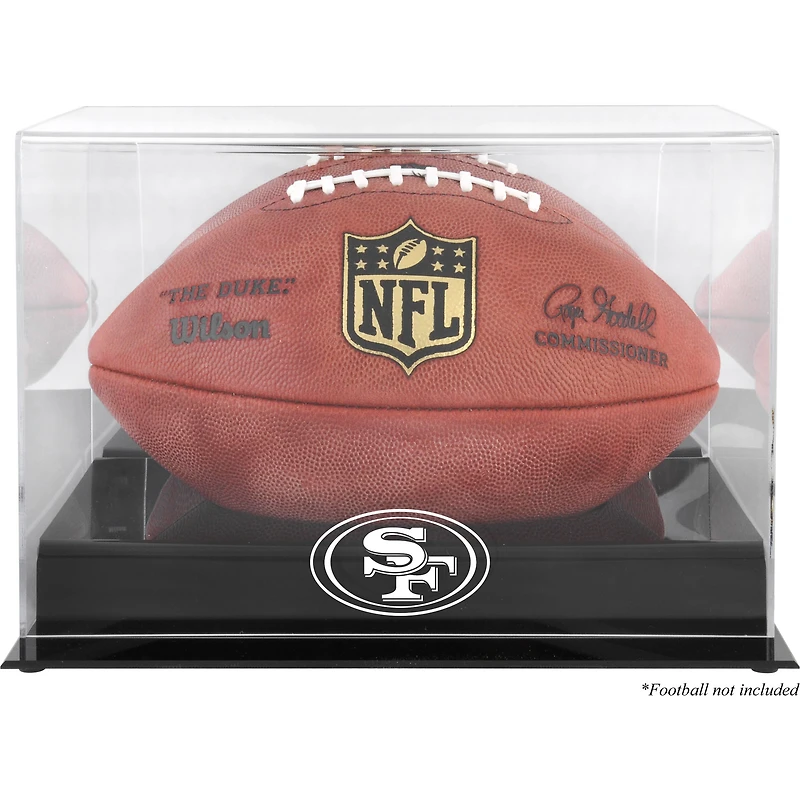San Francisco 49ers Black Base Football Logo Display Case with Mirror Back