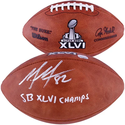Mario Manningham New York Giants Super Bowl XLVI Autographed Pro Football with SB XLVI Champ Inscription