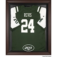 New York Jets Throwback Logo 1998 - 2018 Brown Framed Logo Jersey Display Case