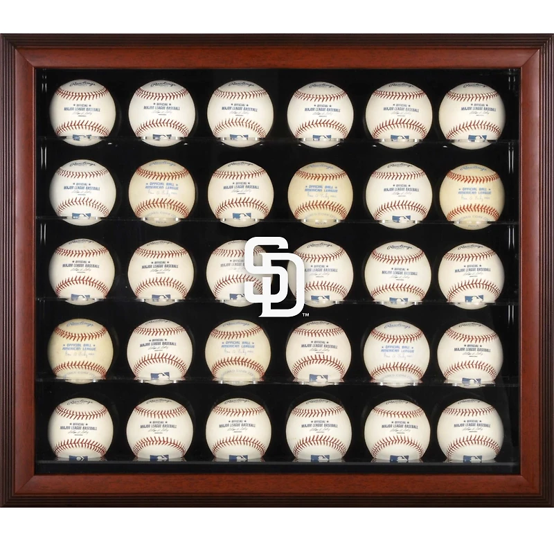 San Diego Padres Logo Mahogany Framed 30-Ball Display Case
