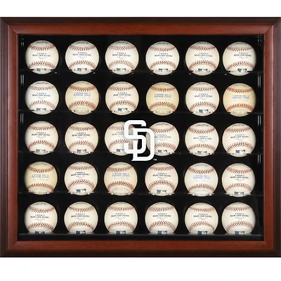 San Diego Padres Logo Mahogany Framed 30-Ball Display Case