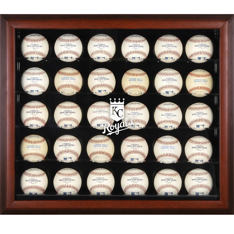 Kansas City Royals Logo Mahogany Framed 30-Ball Display Case