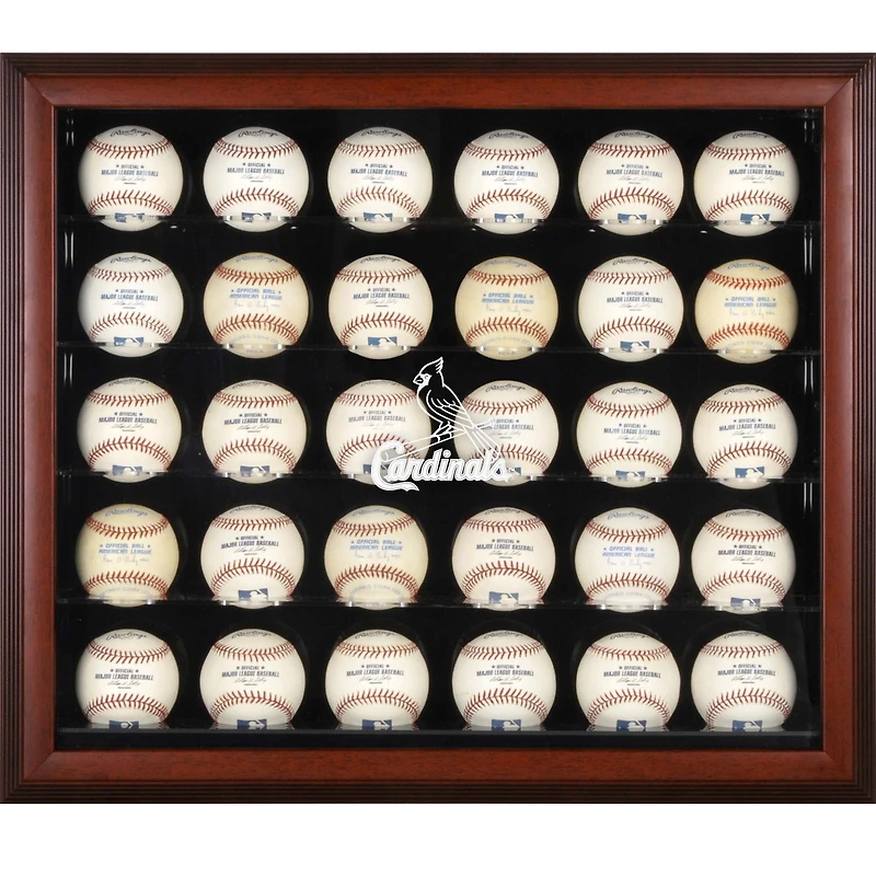 St. Louis Cardinals Logo Mahogany Framed 30-Ball Display Case