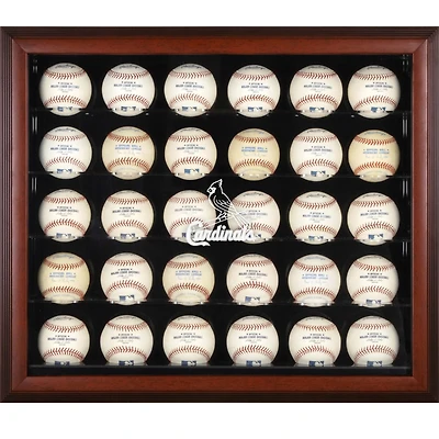 St. Louis Cardinals Logo Mahogany Framed 30-Ball Display Case