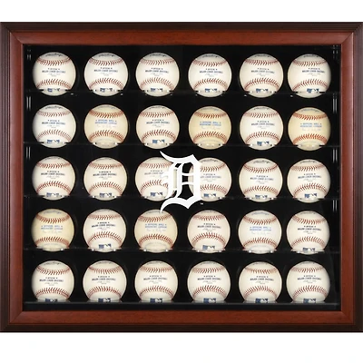 Detroit Tigers Logo Mahogany Framed 30-Ball Display Case