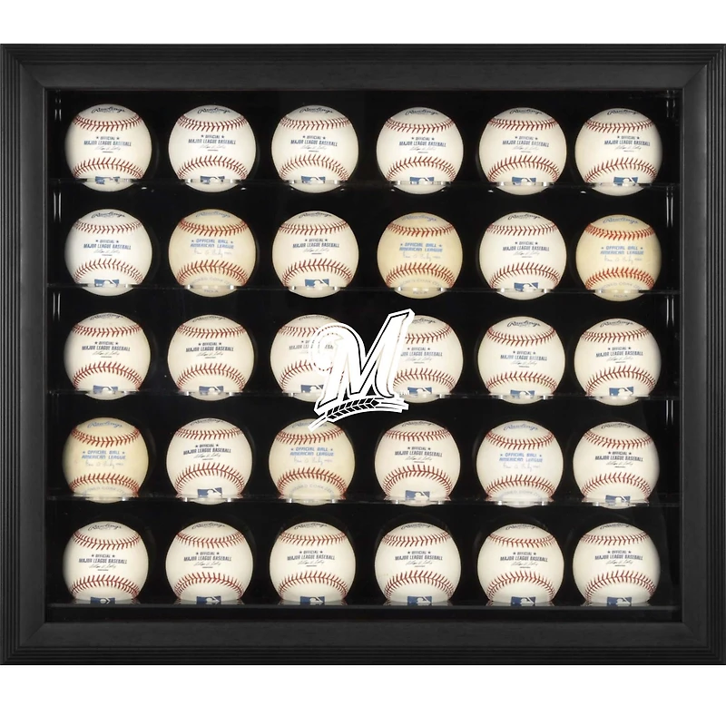 Milwaukee Brewers Logo Black Framed 30-Ball Display Case