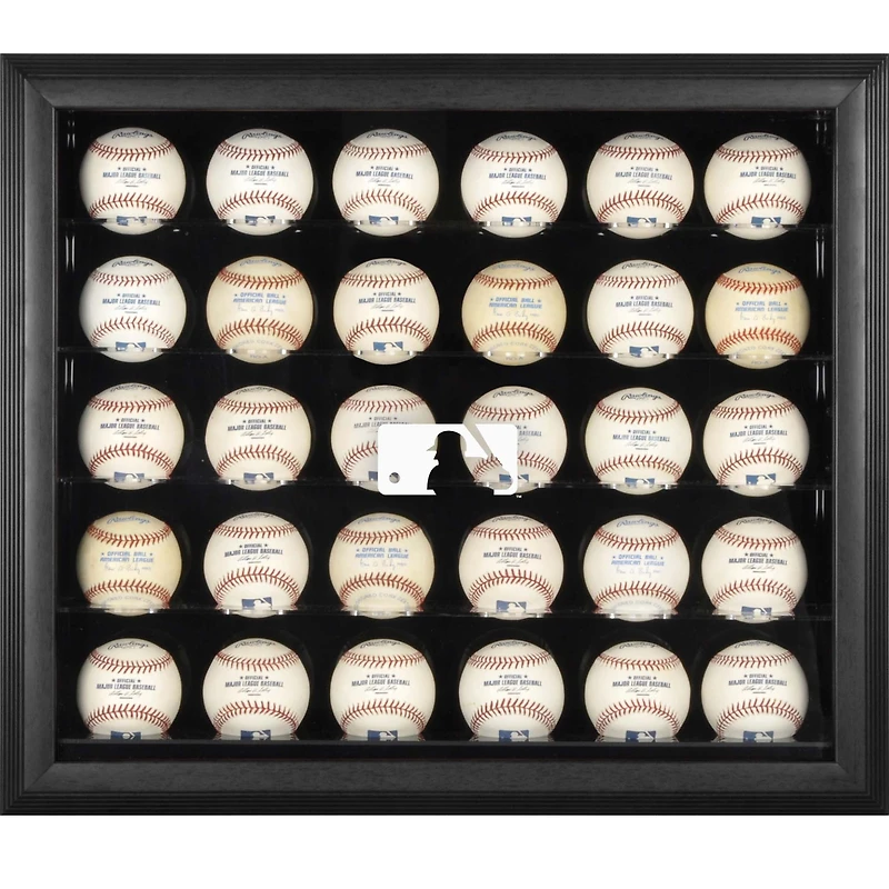 MLB Logo Black Framed 30-Ball Display Case