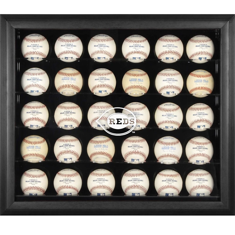 Cincinnati Reds Logo Black Framed 30-Ball Display Case