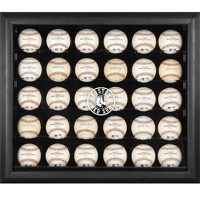 Boston Red Sox Engraved Logo Black Framed 30-Ball Display Case