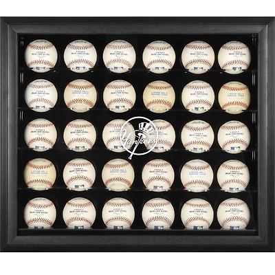 New York Yankees Logo Black Framed 30-Ball Display Case