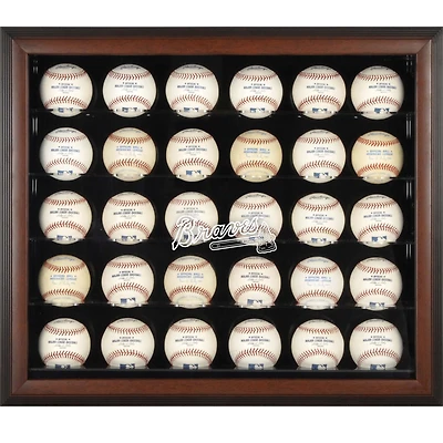Atlanta Braves Logo Brown Framed 30-Ball Display Case