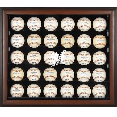 Milwaukee Brewers Logo Brown Framed 30-Ball Display Case