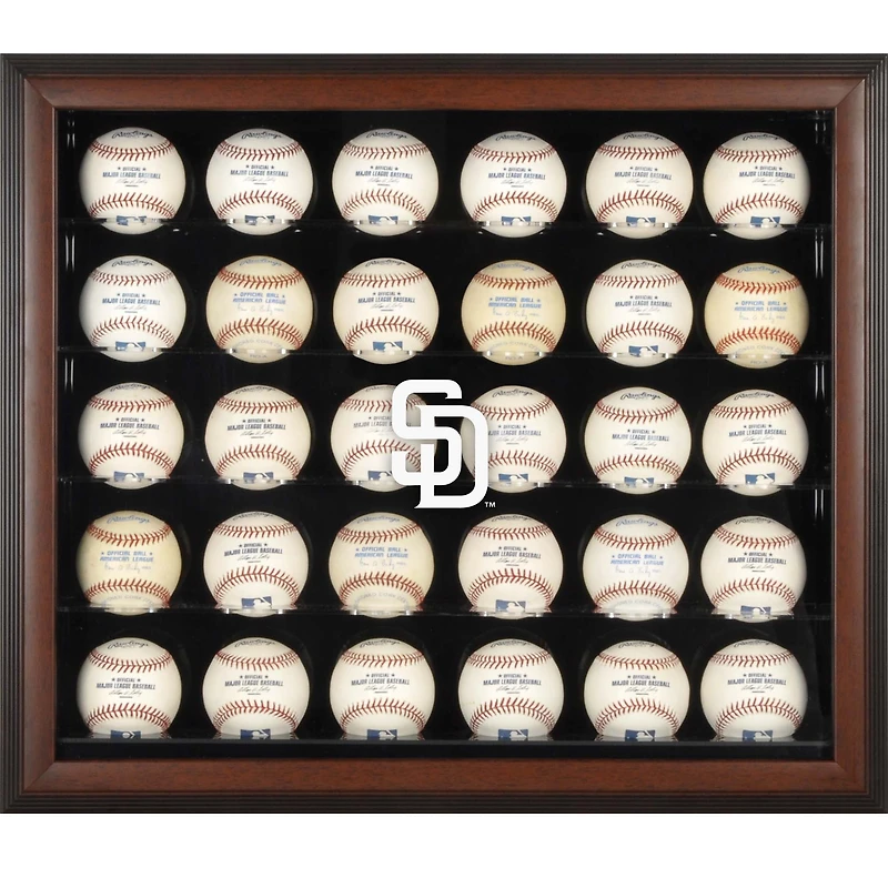 San Diego Padres Logo Brown Framed 30-Ball Display Case