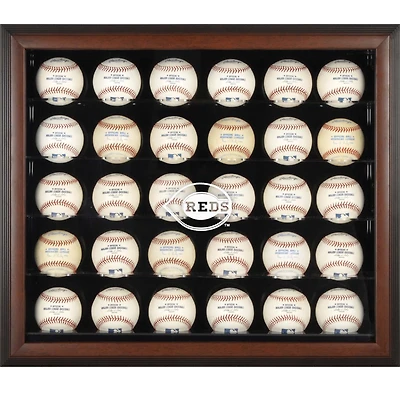 Cincinnati Reds Logo Brown Framed 30-Ball Display Case