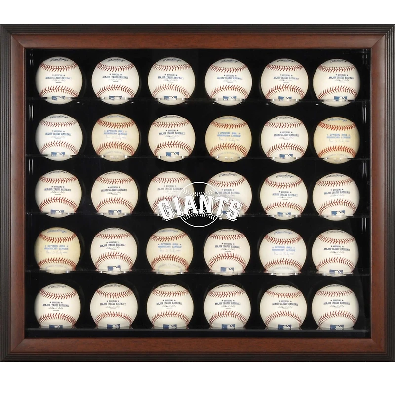 San Francisco Giants Logo Brown Framed 30-Ball Display Case