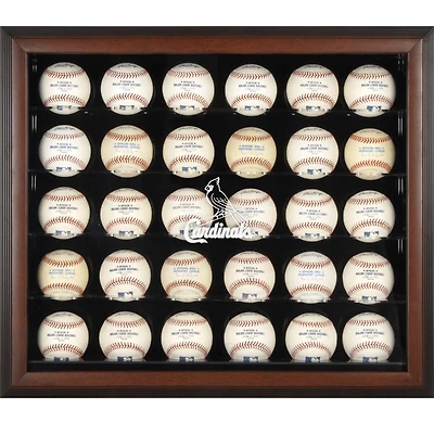 St. Louis Cardinals Logo Brown Framed 30-Ball Display Case