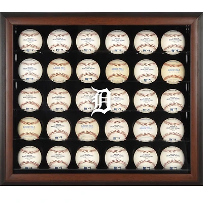 Detroit Tigers Logo Brown Framed 30-Ball Display Case