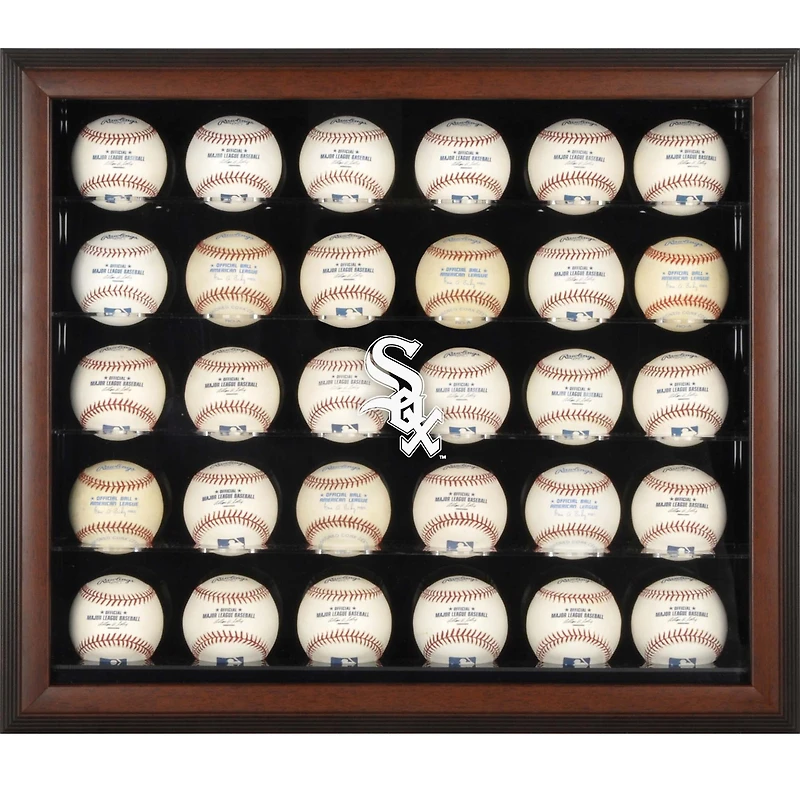 Chicago White Sox Logo Brown Framed 30-Ball Display Case