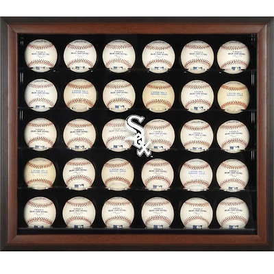 Chicago White Sox Logo Brown Framed 30-Ball Display Case