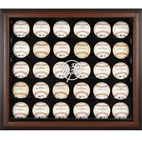 New York Yankees Logo Brown Framed 30-Ball Display Case