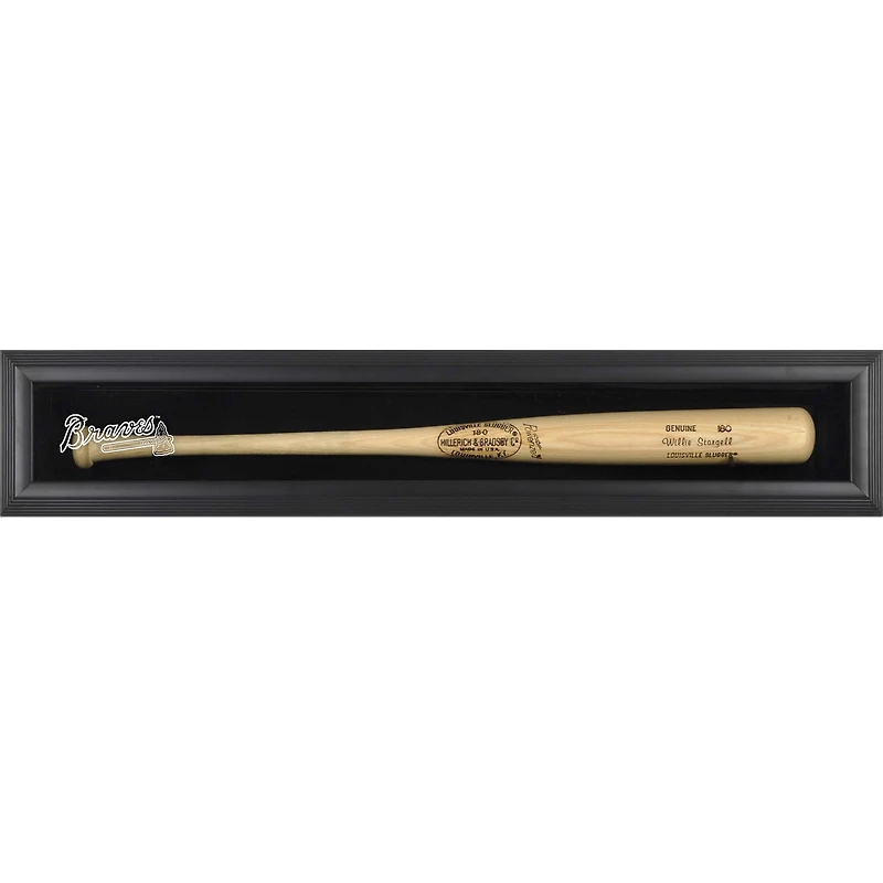 Atlanta Braves Logo Black Framed Wall-Mounted Single Bat Display Case