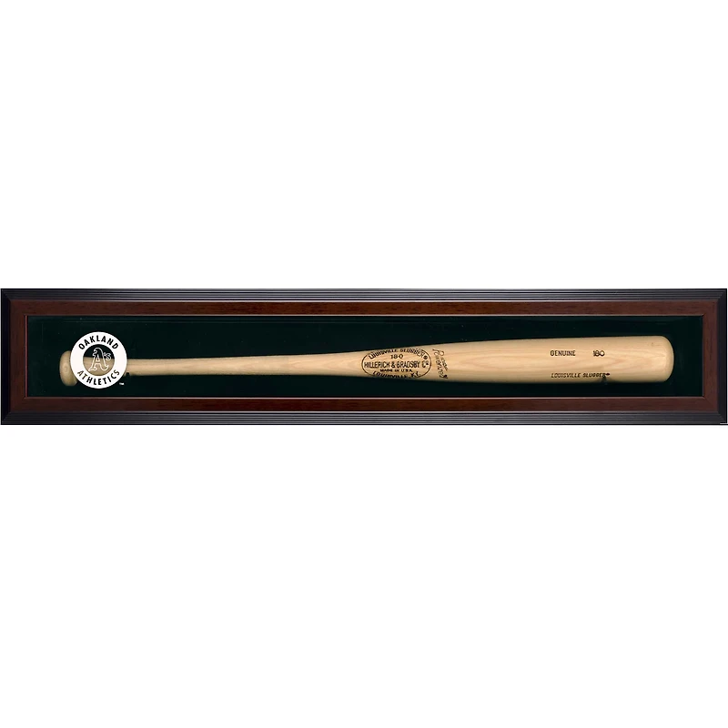Athletics Logo Brown Framed Wall-Mounted Single Bat Display Case