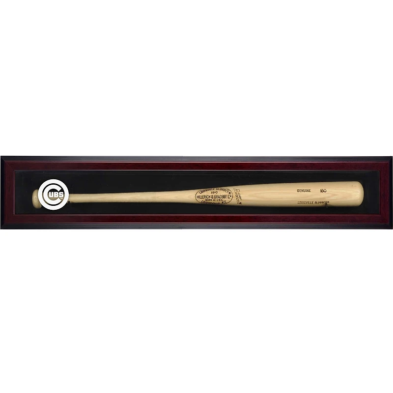 Chicago Cubs Logo Mahogany Framed Wall-Mounted Single Bat Display Case
