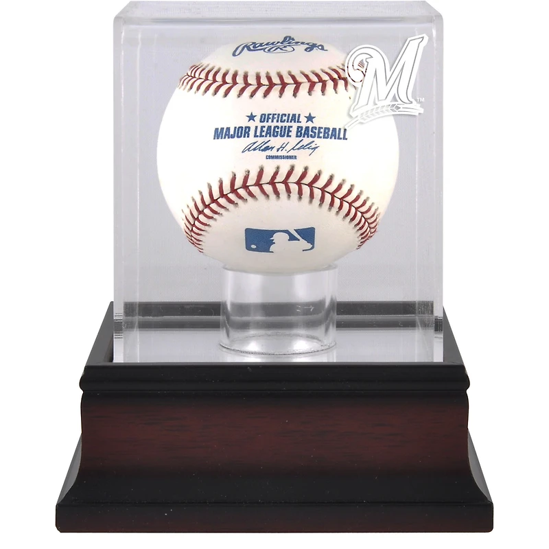 Milwaukee Brewers Mahogany Baseball Logo Display Case