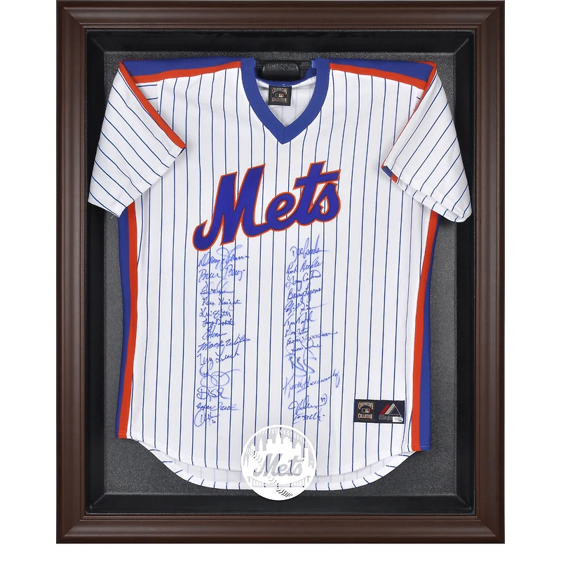 New York Mets Brown Framed Logo Jersey Display Case