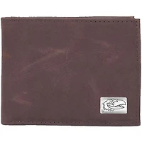 Kansas Jayhawks Leather Billfold with Concho - Brown
