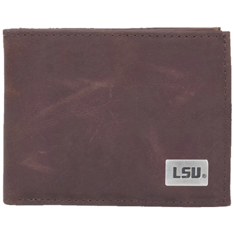 LSU Tigers Leather Billfold with Concho - Brown