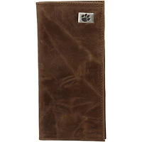 Clemson Tigers Leather Secretary Wallet with Leather Concho - Brown