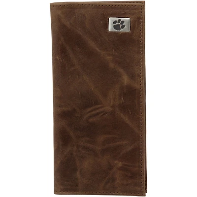 Clemson Tigers Leather Secretary Wallet with Leather Concho - Brown