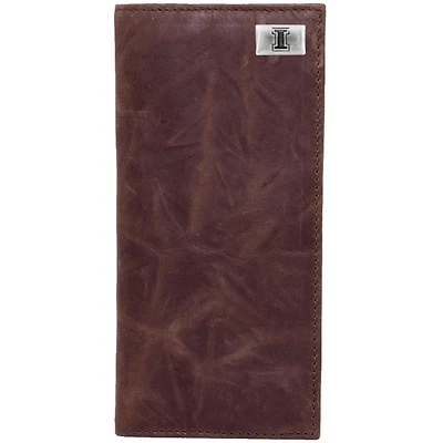 Illinois Fighting Illini Leather Secretary Wallet with Concho - Brown