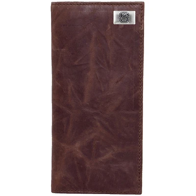 North Carolina State Wolfpack Leather Secretary Wallet with Concho - Brown
