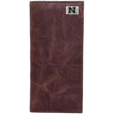 Nebraska Huskers Leather Secretary Wallet with Concho - Brown