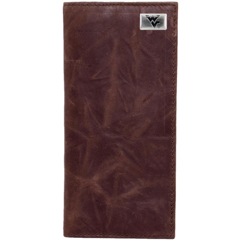 West Virginia Mountaineers Leather Secretary Wallet with Concho - Brown