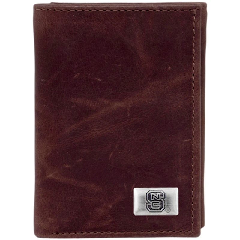 NC State Wolfpack Leather Trifold Wallet with Concho