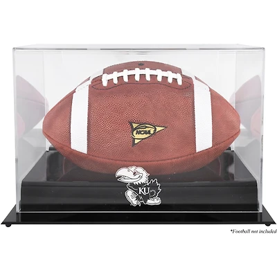 Kansas Jayhawks Black Base Team Logo Football Display Case with Mirror Back