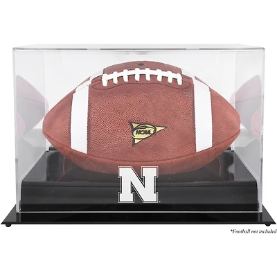 Nebraska Huskers Black Base Team Logo Football Display Case with Mirror Back
