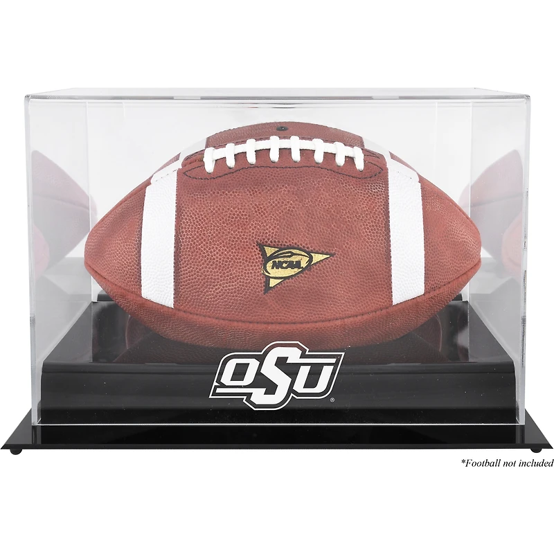 Oklahoma State Cowboys Black Base Team Logo Football Display Case with Mirror Back