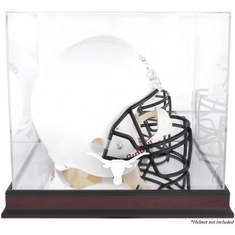 Texas Longhorns Mahogany Base Team Logo Helmet Display Case with Mirrored Back
