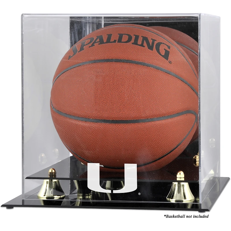 Miami Hurricanes Golden Classic Logo Basketball Display Case with Mirror Back