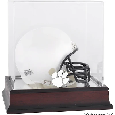 Clemson Tigers Mahogany Logo Mini Helmet Display Case with Mirror Back
