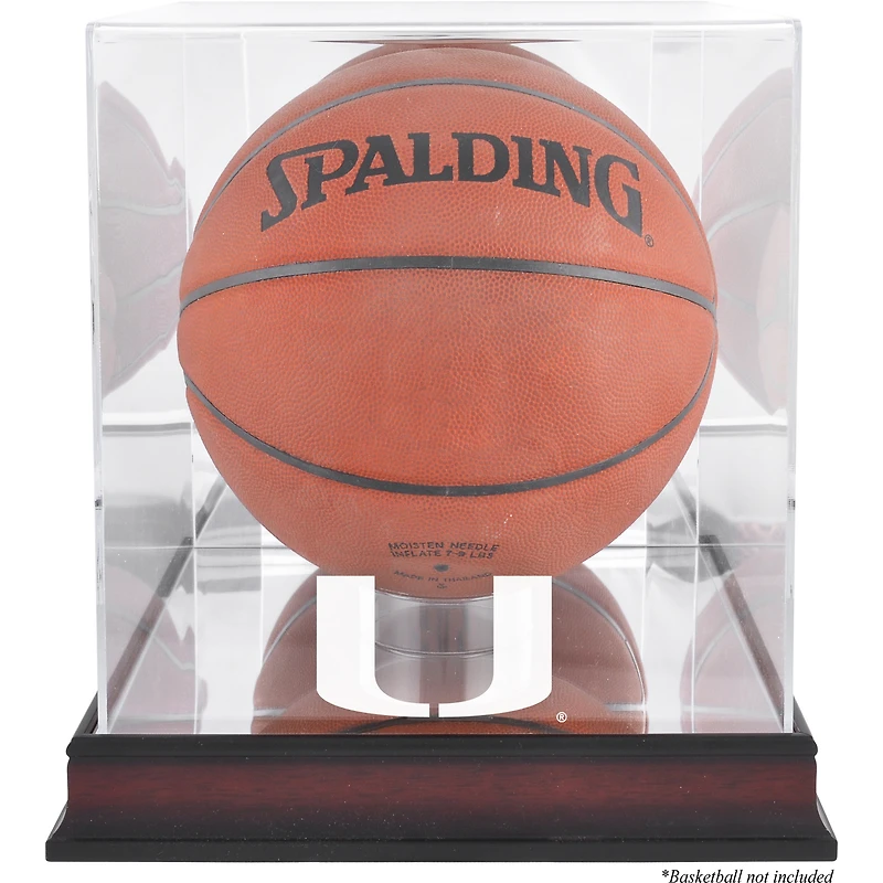 Miami Hurricanes Mahogany Antique Finish Basketball Display Case with Mirror Back