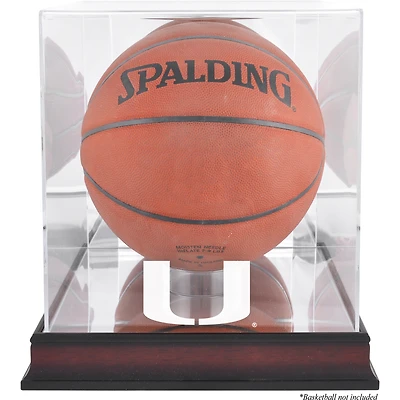 Miami Hurricanes Mahogany Antique Finish Basketball Display Case with Mirror Back