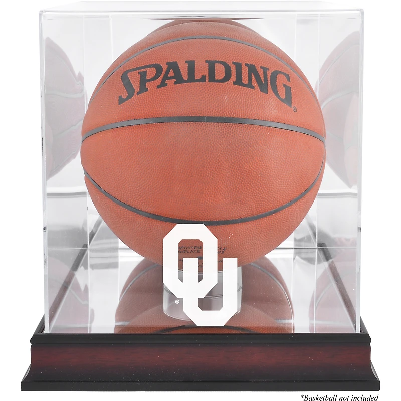 Oklahoma Sooners Mahogany Antique Finish Basketball Display Case with Mirror Back