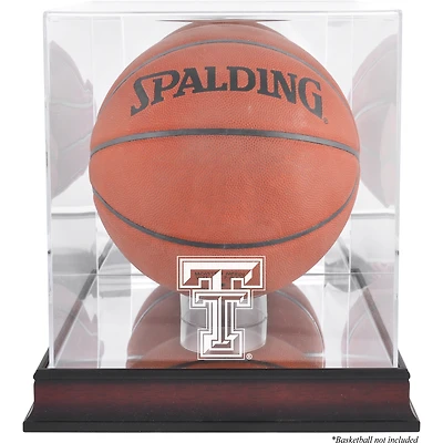 Texas Tech Red Raiders Mahogany Antique Finish Basketball Display Case with Mirror Back