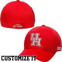 Houston Cougars Fundamental Personalized Football Name & Number Structured Flex Hat - Red