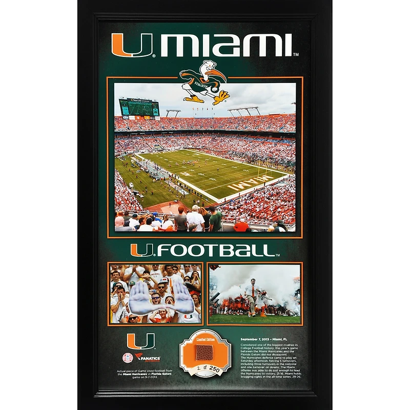 September 07 2013 Miami Hurricanes Win Over Florida Gators Framed Legacy Print with Game-Used Ball - Limited Edition of 250 - Exclusive to ShopMiamiHurricanes.com